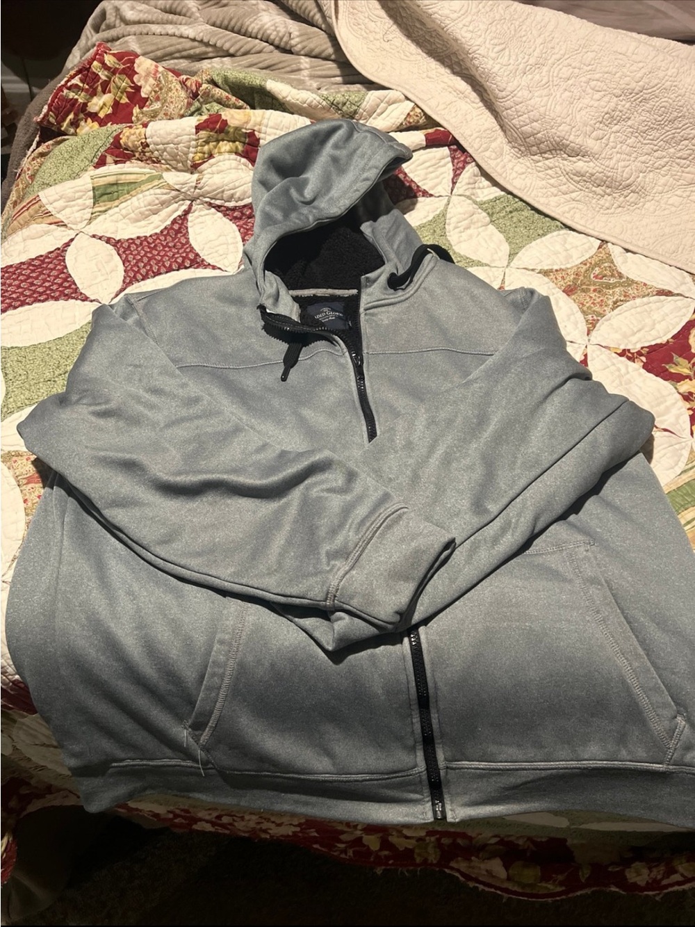 Men's Hooded Zip Sweater - Light Gray